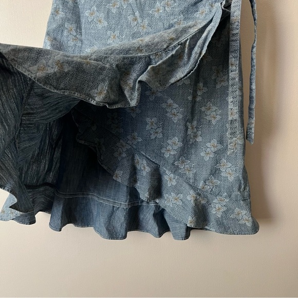J.CREW MERCANTILE Blue Floral Wrap Ruffle Skirt - Picture 8 of 9